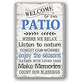 Funny Patio Metal Tin Sign Patio Wall Decor Welcome To Our Patio Signs Outdoor Welcome To Our Porch Backyard Sign Outdoor Decorations Funny Home Patio Gifts Personalized Farmhouse Patio Decor 8x12 In