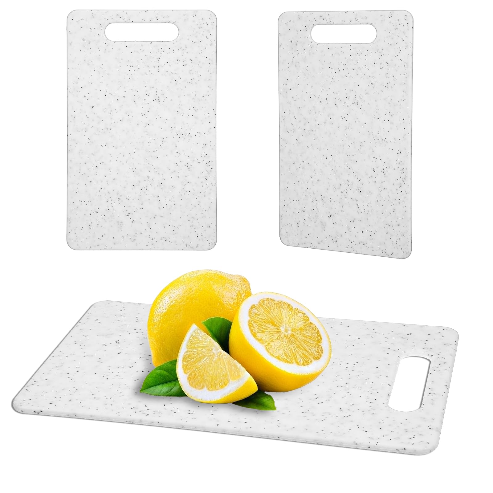 Photo 1 of 2Pcs Small Cutting Board for Kitchen Plastic Cutting Board Set Dishwasher Safe Sturdy Cuttings boards with Handles Easy to Clean Chopping Boards for Camping Food Fruits Prep Vegetable (6" x 10" White)