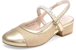 DREAM PAIRS Girls Dress Shoes Slingback Heels Round Toe Pump for Little Big Kids Flower Party Wedding Princess