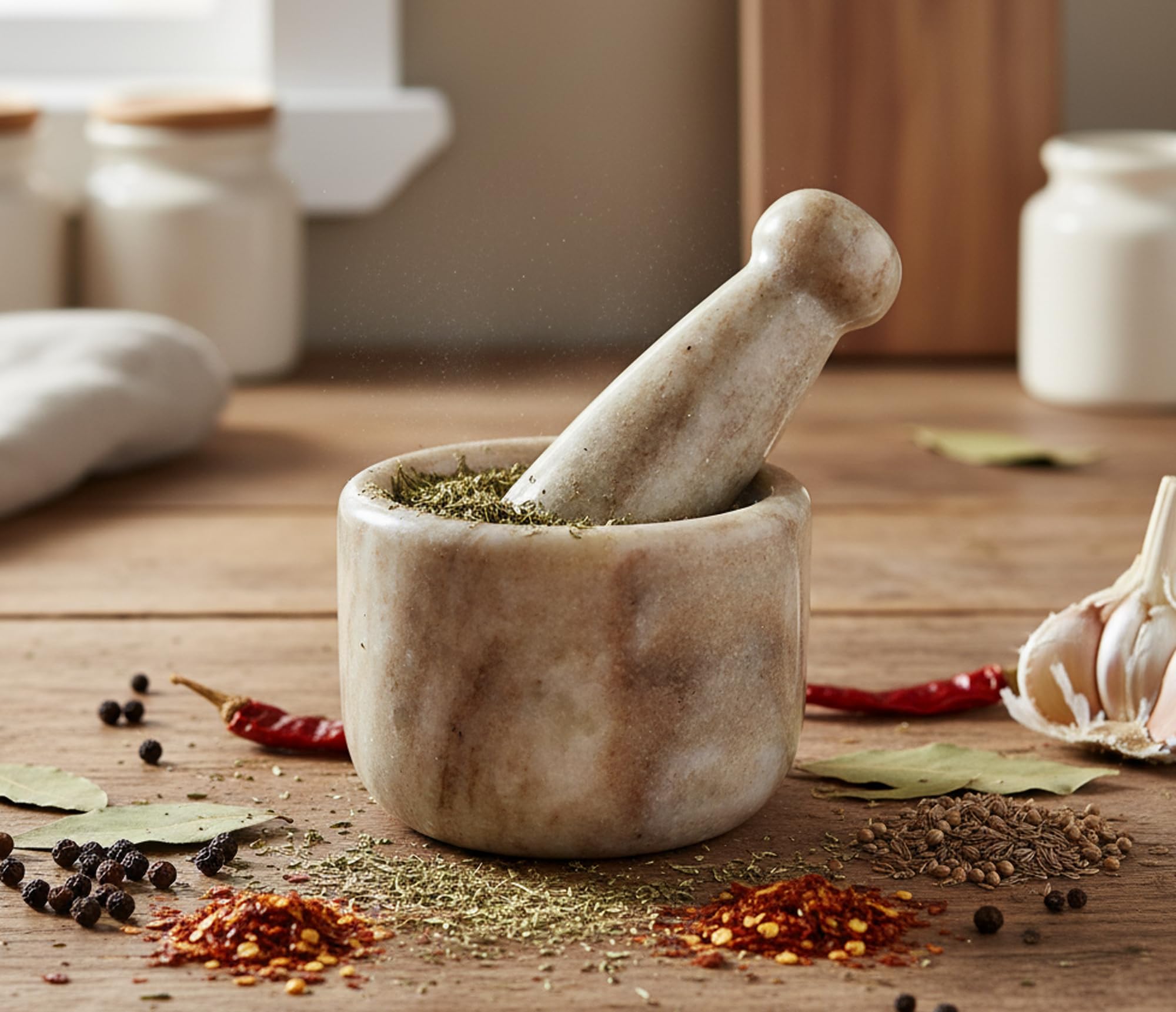 KLEO Marble Stone Mortar and Pestle Set as Spices Okhli Musal Kharad Khallad, Medicine Crusher – 2.5" Diameter Small…
