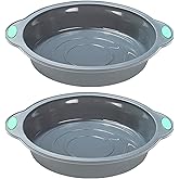 To encounter 9 Inch Silicone Round Cake Pans, 2 Pack Nonstick Silicone Baking Pans Set, Food Grade Cake Molds, with Metal Reinforced Frame More Strength