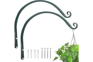 Kingsyard 2-Pack Wall Plant Hanger Outdoor - Heavy Duty Metal Hanging Bracket Hooks for Hanging Plant, Bird Feeders, Lanterns, Wind Chimes Outdoor & Indoor, 14-Inch/Green