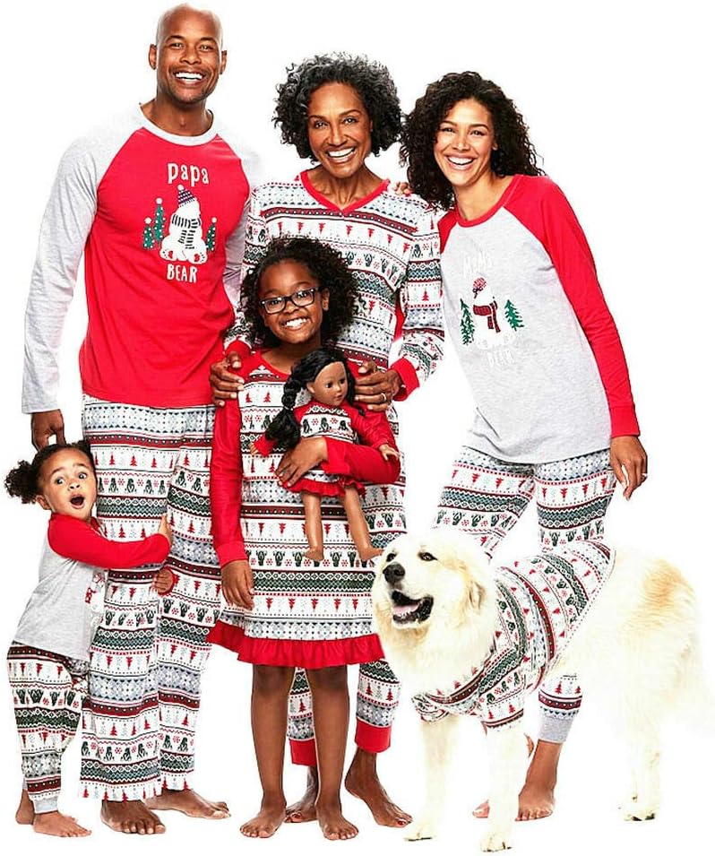 Christmas Family Matching Pajama Sets, Long Sleeve Xmas Pjs Sleepwear Homewear Outfits Clothes for Women Men Baby Kids