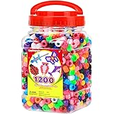 Eppingwin 1200pcs Pony Beads for Bracelets, Classic Colors Kandi Beads for Hair Braids, Easy Storage Pony Bead for Jewelry Making