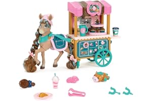 Wild Manes Horse Toys – Cocoa’s Bakery Café Cart Playset with Cocoa Horse Doll, Pastry & Drink Accessories, Brush & Stuffed Animal