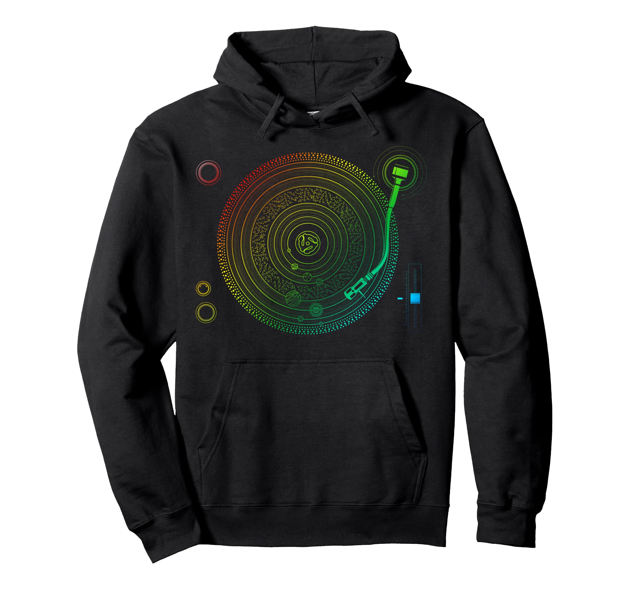 Space DJ print - Solar System Retro Turntable EDM Pullover Hoodie