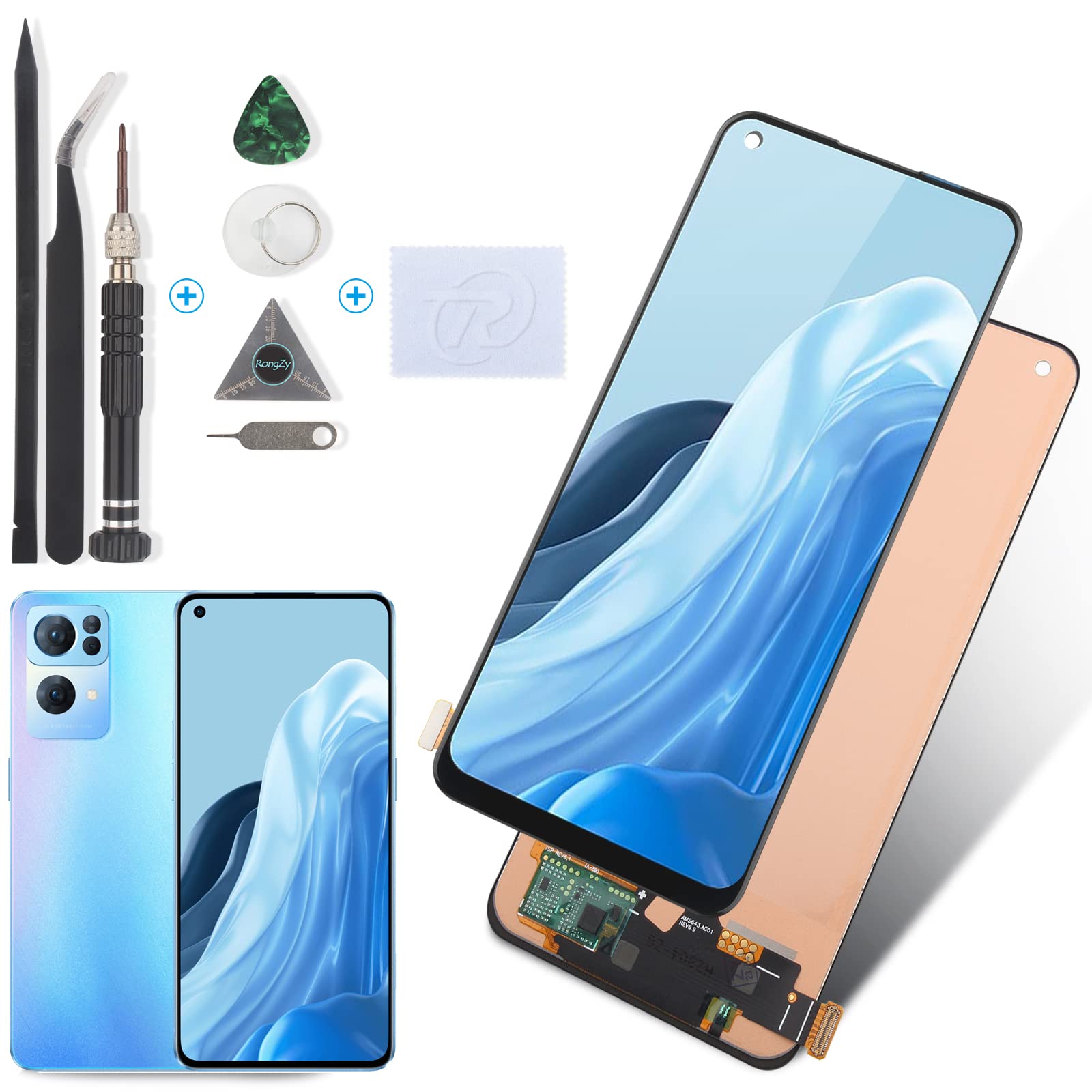 RongZy LCD for Oppo Reno7 5G CPH2371/Realme 10 LCD Display Touch Screen Replacement Digitizer Assembly for Find X5 Lite 5G Screen Replacement with Kit(Black)