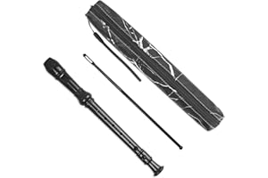Hennaja Recorder Instrument for Beginner Adults,8-Hole Soprano Descant Recorder Music Flute with Cleaning Rod & Case Bag For Home Entertainment(2-Black Marble)