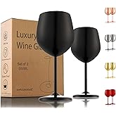 UNISWEET Stainless Steel Wine Glasses Set of 2, 18 oz Unbreakable Black Wine Glass Unique Metal Wine Goblets for Outdoor Capming and Pool Gift for Wine Lovers