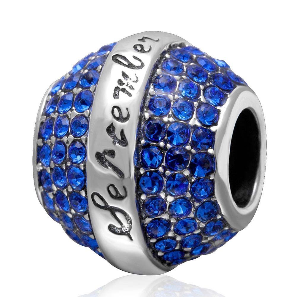 Birthstone Charm 925 Sterling Silber Geburtstag Charm Blume Charm Liebe Charm Herz Charm Jubiläum Charm Weihnachten Charm für Pandora Charm Armband(September)