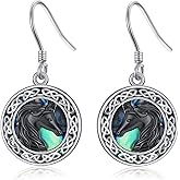 Suiknsn Horse/Highland Cow Earrings for Women 925 Sterling Silver Horse Dangle Drop Earrings Hypoallergenic Highland Cow Jewelry Christmas Birthday Gifts