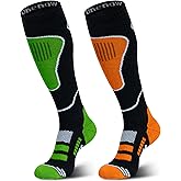 unenow Merino Wool Ski Socks 2 Pairs, Thermal Knee High Warm Socks for Snowboarding, Hiking, Cold Weather, Snow, Hunting