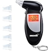 GREENWON Battery Powered Breathalyzer Keychain Digital Alcohol Tester Detector Breath Analyzer Audible Alert Portable with LCD Display and Replacement Mouthpiece Personal Use G/Black&hellip;