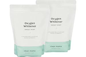 Clean Mama Natural Oxygen Whitener and Stain Remover - Color-Safe Natural Bleach Alternative - Plant-Derived Oxygen Powder, Whitens & Brightens Whites and Colors - Sweet Mint, 2.53 lbs, 2 Pack