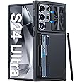 Vizvera for Samsung Galaxy S24 Ultra Case Wallet, RFID Cards Holder & Camera Cover & Kickstand for Women Men, Full Body Rugged Shockproof Silicone Case for S24 Ultra 6.8" 2024 Only-Black