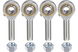 uxcell 4pcs POSB6 Male Rod End Bearing 3/8 Inch Bore and 3/8-24 Right Hand Thread, Self-Lubricating Joint Rod Ends, Includes Jam Nuts