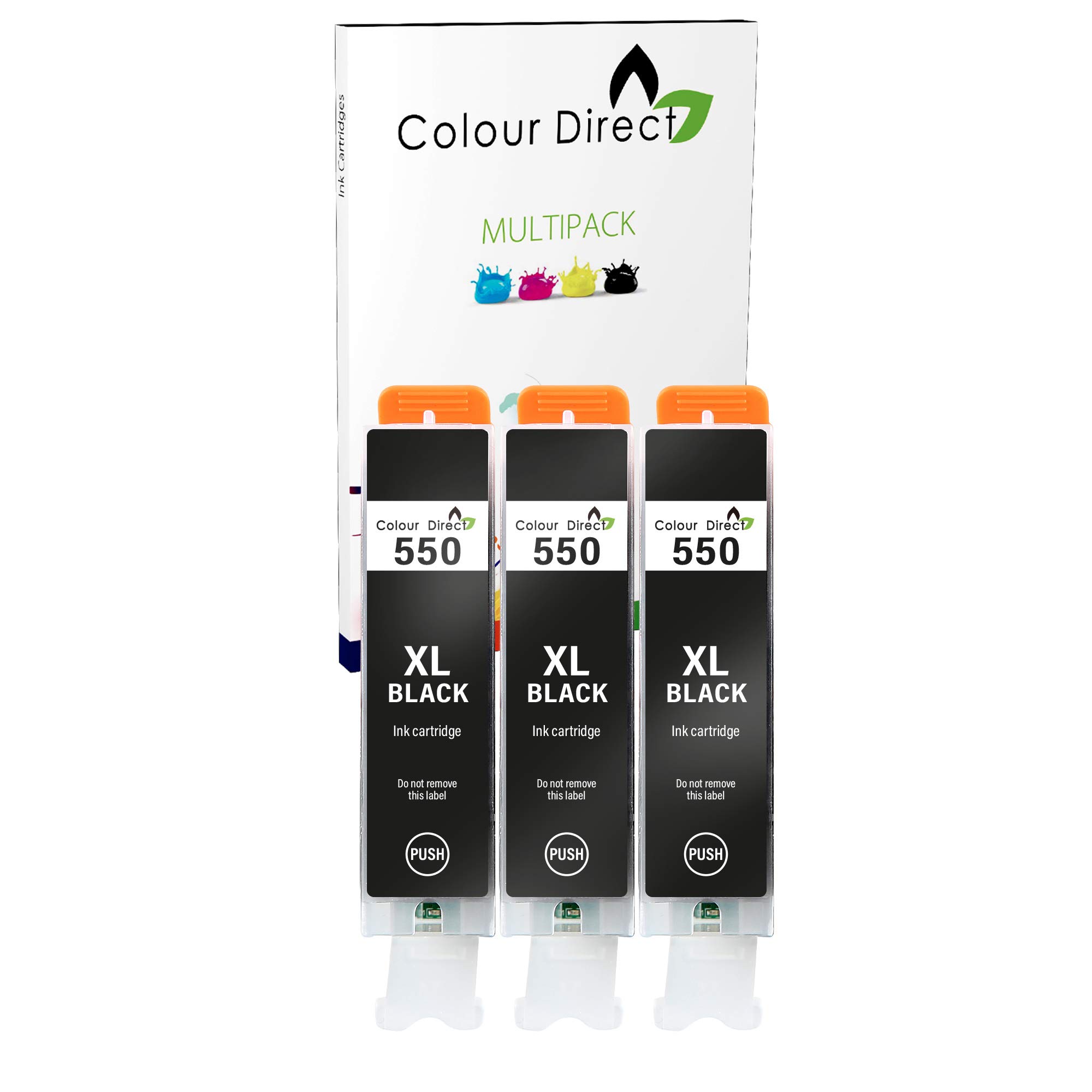 Colour Direct PGI-550 PGI-550XL Black Compatible Ink Cartridges for Canon Pixma iP7250 MG5650 MX925 MG6450 iX6850 MG5550 MX920 MX725 iP8750 MG6350 MG5450 MG6650-3 X Black