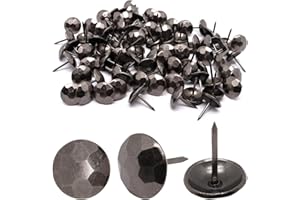 YuGtcen 100pcs Upholstery Tacks, Decorative Nails Thumb Tacks Metal Upholstery Nails for Wood Upholstery Pins Vintage Furniture Tacks (16x20mm, Dark Grey)