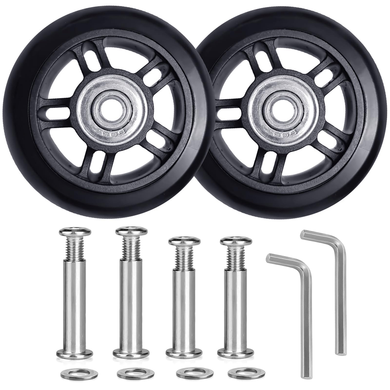 Photo 1 of Tobeso-Nuoze Luggage Replacement Wheels 2 3/4 inch Wear-Resistant Suitcase Replacement Wheels Rubber Swivel Caster Repair Kits 2 Pcs (70mm*22mm)