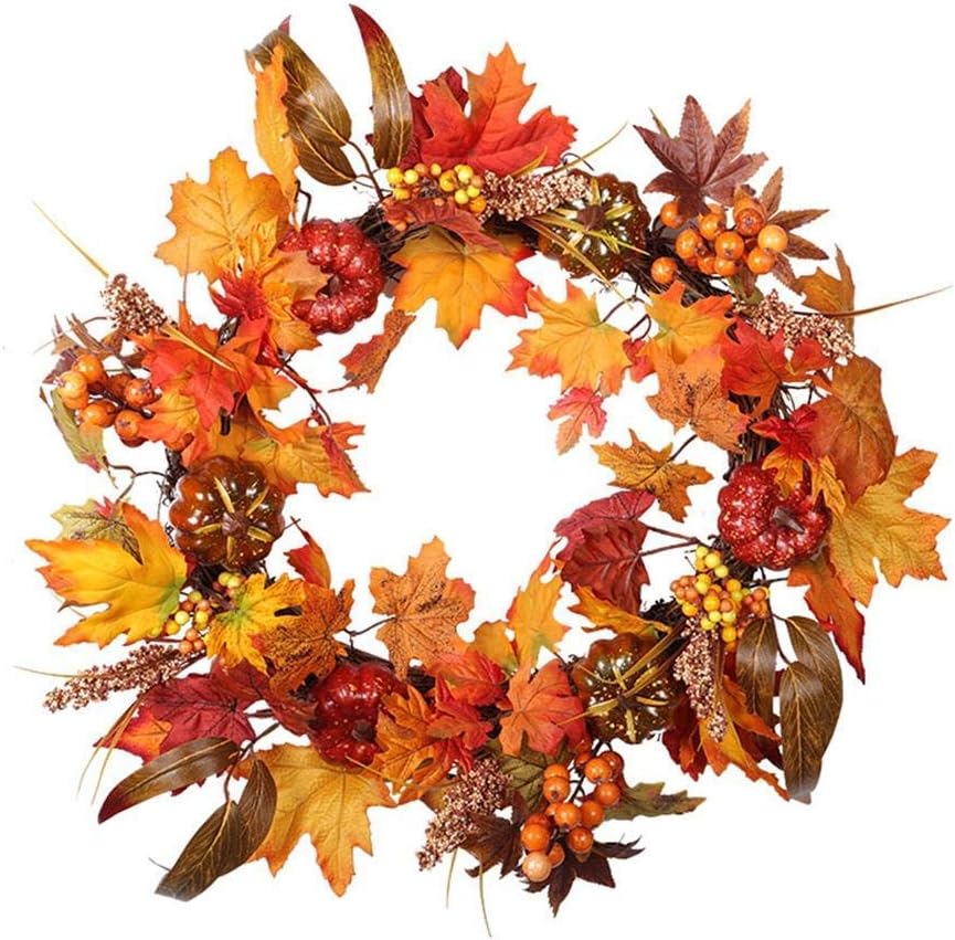 Corona de Calabaza de otoño de Cosecha de 16 Pulgadas, Corona de Puerta