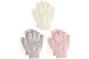 Brook + Bay Kids Magic Gloves - 3 Pack Kids Winter Gloves - Cold Weather Gloves for Boys & Girls - Children's Knit Gloves