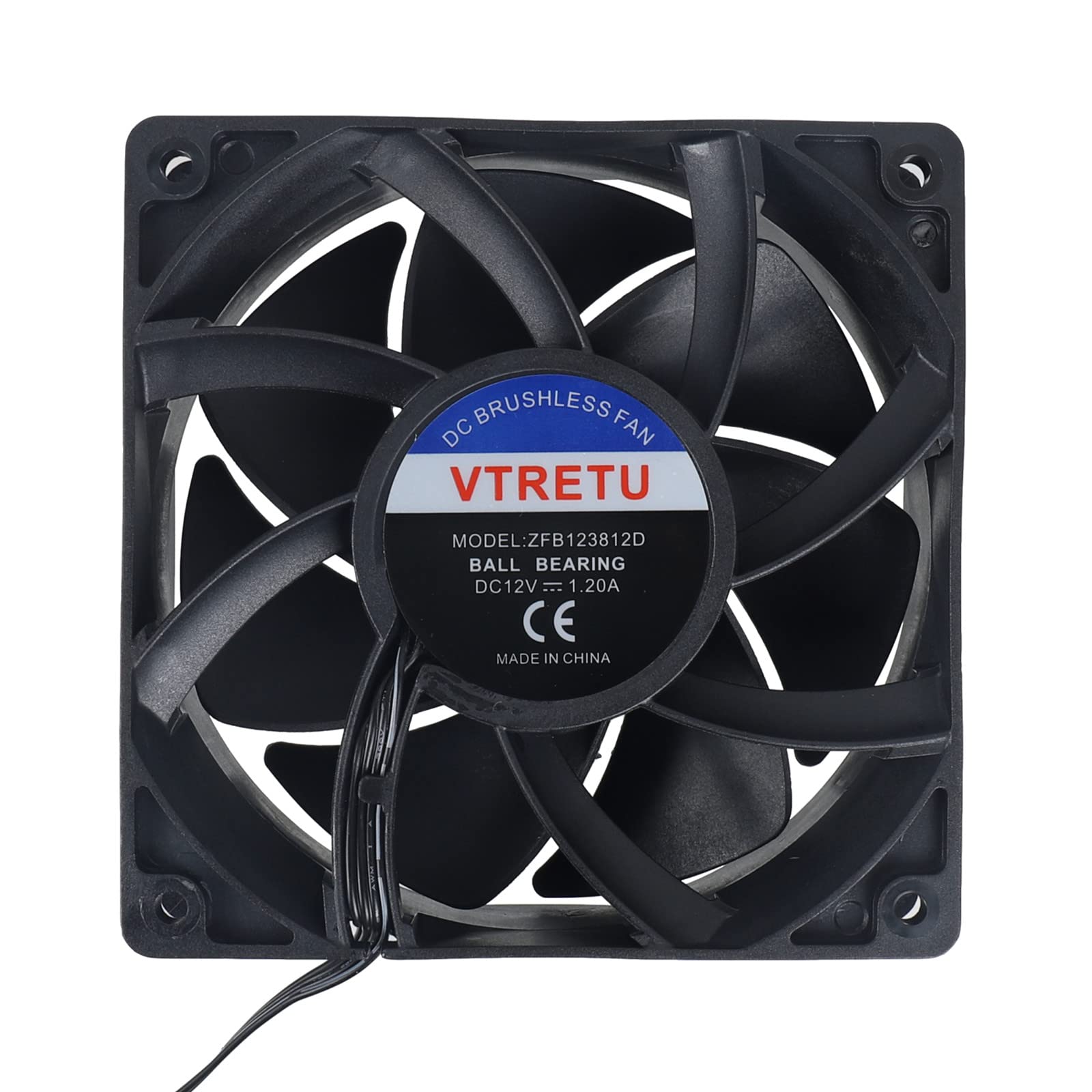 VTRETU Mining Cooling Fan,Advanced Silent Fan for Computers and Servers 5000 RPM,110V~240V,4 pin,DC(120 * 120 * 25mm)