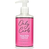 Only Curls Mega Hold Curl Gel 250ml | Strong-hold styling gel with avocado, kukui and flaxseed oils for lasting definition and a scrunchable cast