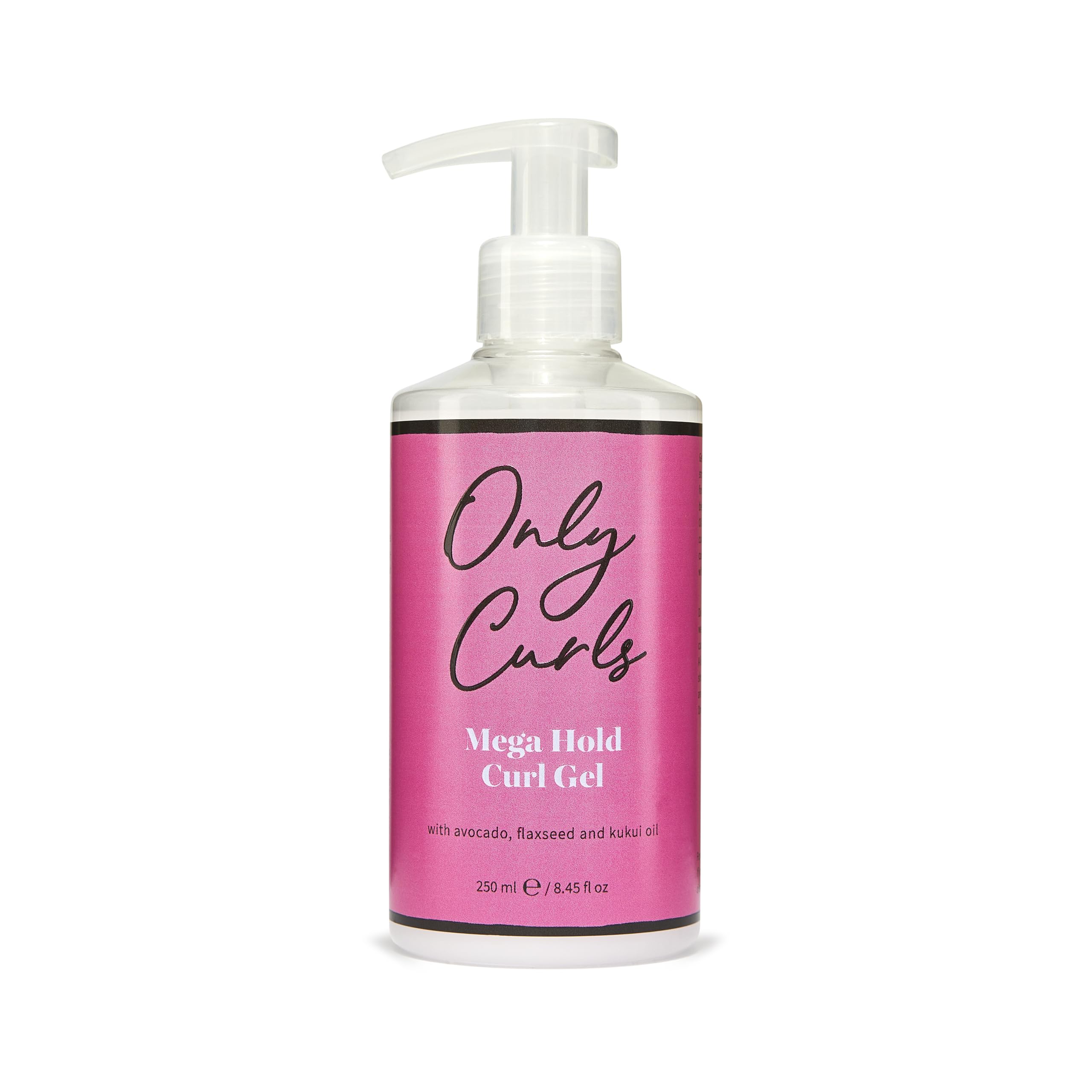 Only Curls Mega Hold Curl Gel, 250ml, Curly Hair Product, Curl Definer & Frizz-Control, Long Lasting Styling Gel, Strong Hold, Defined, Frizz-Free Curls Without Stickiness, For All Curly Hair Types
