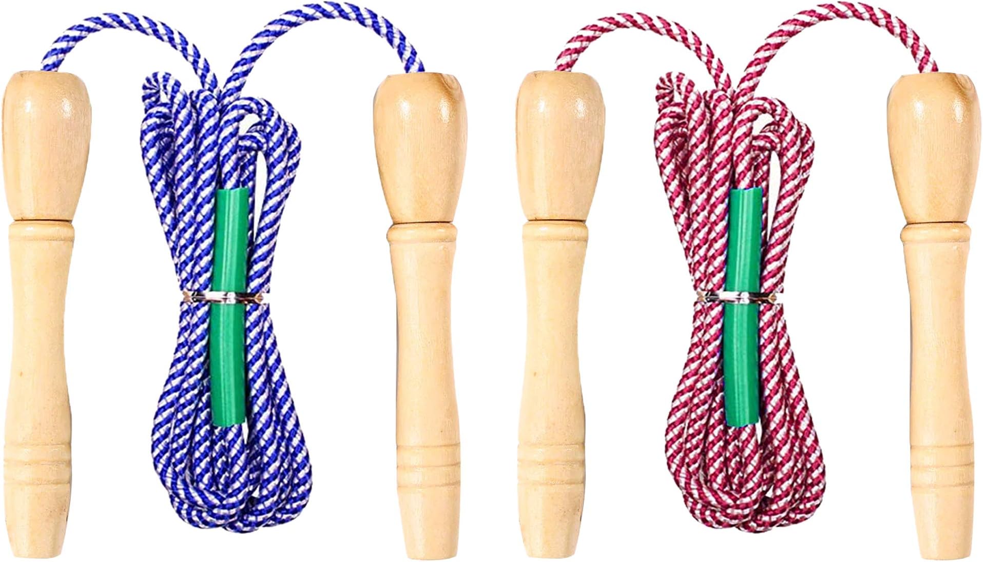 Skipping Rope Kids Fitness Adjustable Speed Jump Rope with Wooden Handle Nylon Rope for Boys and Girls Exercise Training,Indoor Outdoor Activity