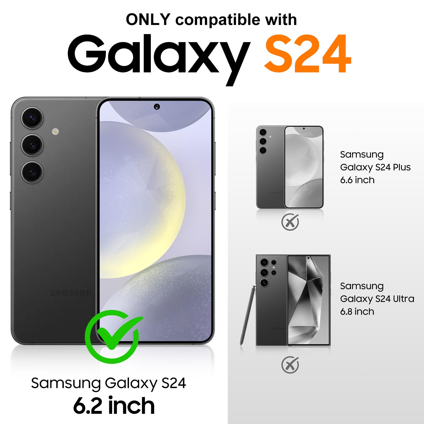 Designed for Magnetic Samsung Galaxy S24 Case,[Compatible with MagSafe] [Military Grade Drop Protection] Slim Translucent Matte Shockproof with Anti-Fingerprint Phone Case-Black