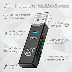 USB3.0 Micro SD Card Reader, 5Gbps 2-in-1 SD Card