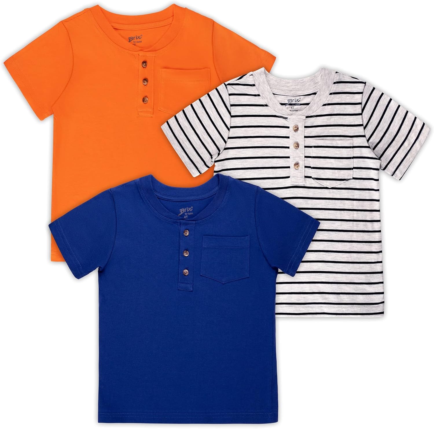 Brix Boys Short Sleeve Shirts – Toddler Baby Clothes 3- Pack Pocket Henley Tees.: Clothing