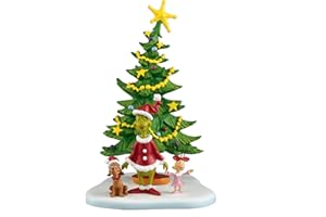 Department 56 Dr. Seuss Grinch Village Accessories Welcome Christmas Day Grinch Figurine, Stone Resin Hand Crafted Collectible Christmas Figurines Home Decor Sculpture Statue, 5.625 Inch, Multicolor