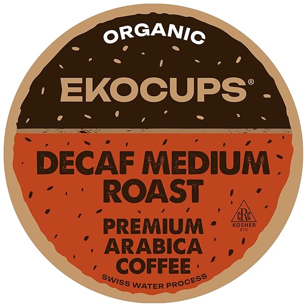 EKOCUPS ORGANIC SWISS WATER DECAF FRENCH ROAST COFFEE PODS, EXTRA 30% MORE COFFEE PER CUP, ARTISAN FAIR TRADE DARK ROAST, FOR KEURIG K CUP MACHINES, RECYCLABLE PODS, 40 COUNT