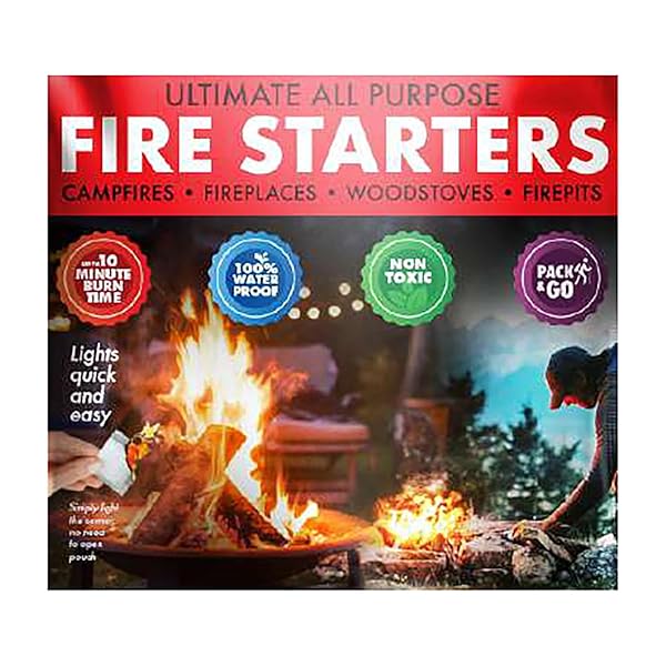 GOFIRE: ULTIMATE ALL PURPOSE FIRE STARTERS – 50 PACK – NON-TOXIC, WEATHER-PROOF INDOOR & OUTDOOR USE, EARTH-FRIENDLY, FOR CAMPFIRES, FIREPLACES & MORE