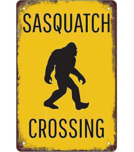 Sneaky Sasquatch Big Head Metal Print 8 X 12 Pulgadas Divertido Letrero De Metal Para Sala De Juegos, Decoración De Pared De Cueva