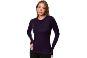 MERINO.TECH Merino Wool Base Layer Women - 100% Merino Wool Shirt Women Thermal Underwear Long Sleeve T-Shirt for Hiking