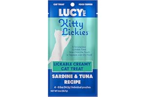 Lucy Pet Products Kitty Lickies Creamy Lickable Cat Treat, Sardine and Tuna Recipe, 2oz.
