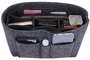 ZTUJO Purse Organizer Insert, Felt Bag Organizer For Handbag Purse Organizer,13 Colors, 6 Size (Large,Grey)