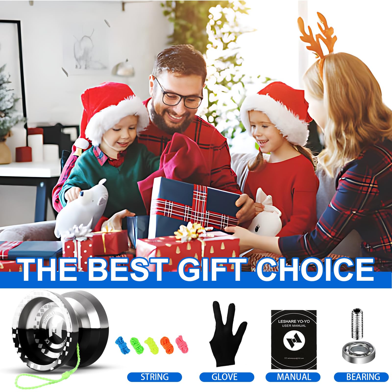 LESHARE Unresponsive Yoyo Professional [Responsive Bearing Included Auto Return] with Ball Bearing Mosaic Extraordinary Yo-Yos Ball Sleeper Yoyos, (Black Silver)