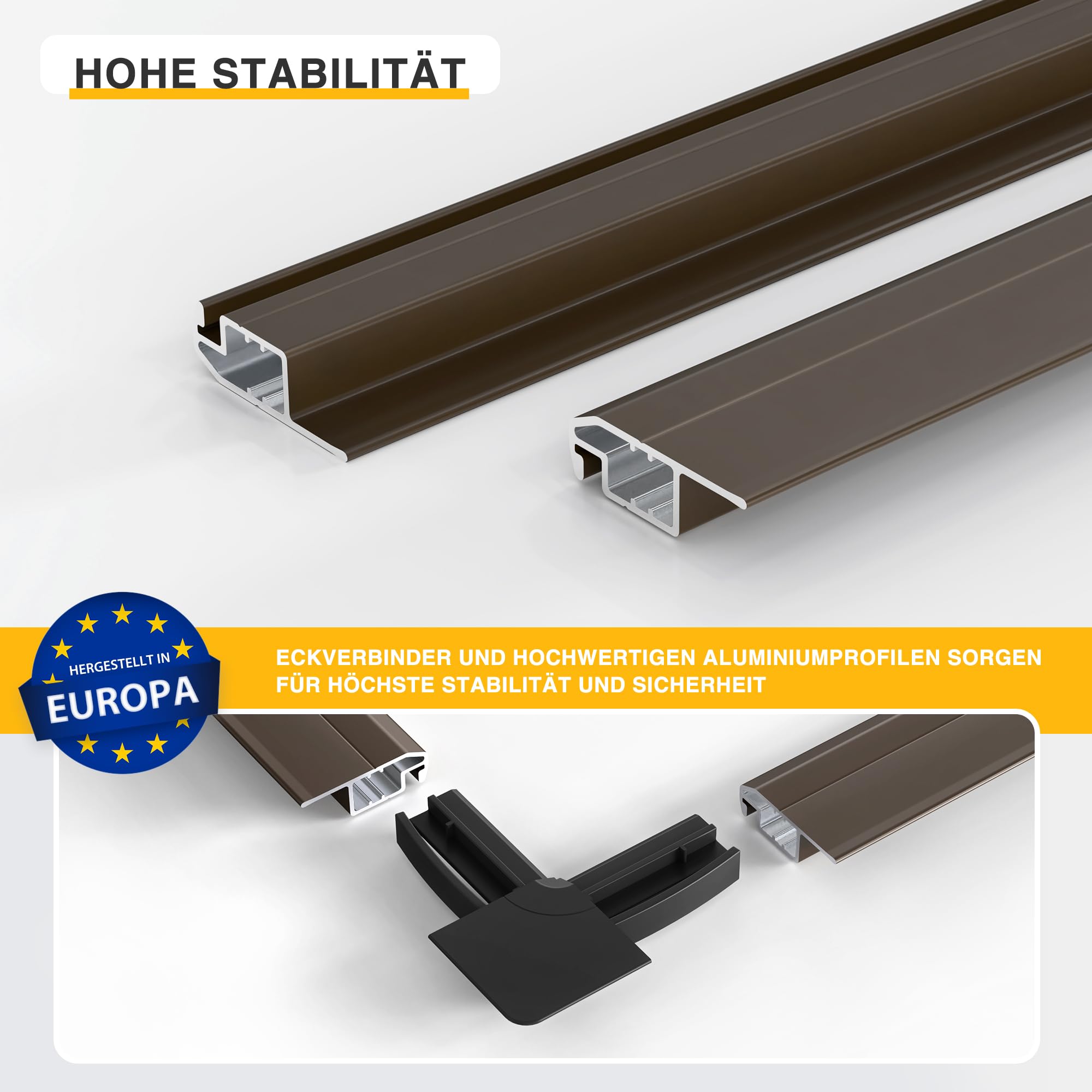 jarolift Fliegengitter für Fenster SlimLine Insektenschutz ohne Bohren, mit Alurahmen Spannrahmen, Mückenschutz Mückengitter, 70 x 150 cm, Braun 3
