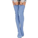 Leoparts Women's Cable Knitted Thigh High Boot Socks Extra Long Winter Stockings Over Knee Leg Warmers
