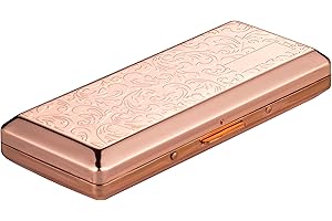 EYIDADAE Metal Cigarette Case, Portable Double Sided Spring Clip, Holds 10 Cigarettes, 100mm, Vines Rose Gold
