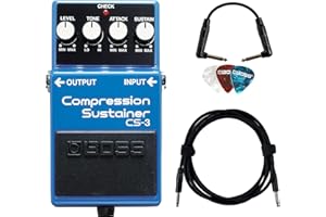 Boss CS-3 Compressor/Sustainer Bundle with Gearlux Instrument Cable, Patch Cable, and Picks