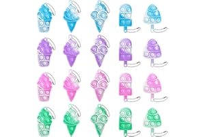 DZLUSJ 20Pcs Pop Keychain Fidget Toys Pop Ice Cream Fidget Toys Relieve Anxiety Stress Hand Office Desk Toys for Kids Adults
