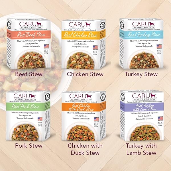 CARU REAL PORK STEW FOR DOGS, NATURAL ADULT WET DOG FOOD WITH ADDED VITAMINS AND MINERALS, FREE FROM GRAIN, WHEAT AND GLUTEN (PACK OF 12)