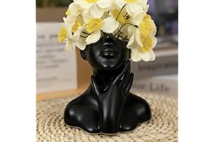 Female Head Vase,Human Body Vase,Modern Resin Sculpture for Makeup Brush Storage,Small Decorative Greek Goddess Statue for Ho