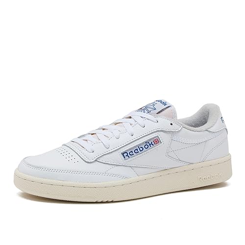 Reebok Club C Vintage Tennis Sneakers for Men, Casual White Mens Shoes, Size 7 to 15, White/Chalk/Vector Blue, 5.5