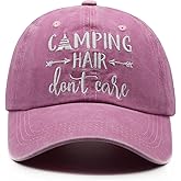 Waldeal Embroidered Camping Hair Don't Care Hat Adjustable Washed Baseball Cap for Women Men