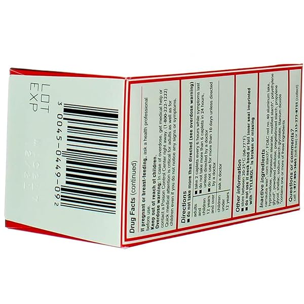 TYLENOL ACETAMINOPHEN, EXTRA STRENGTH, 500 MG, 100 COUNT